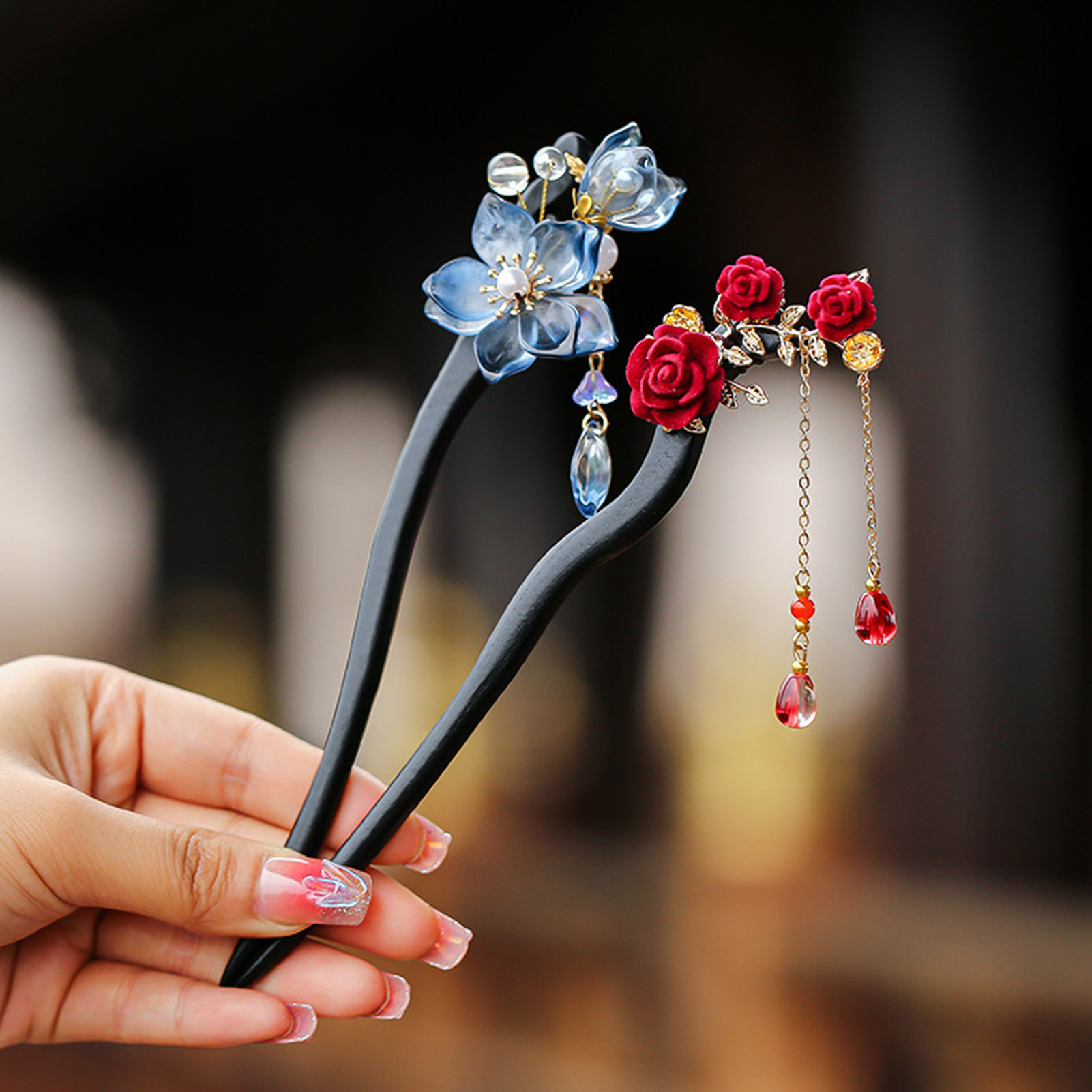 Board Game Go - Chinese Style Flower Tassel Hairpin Vintage