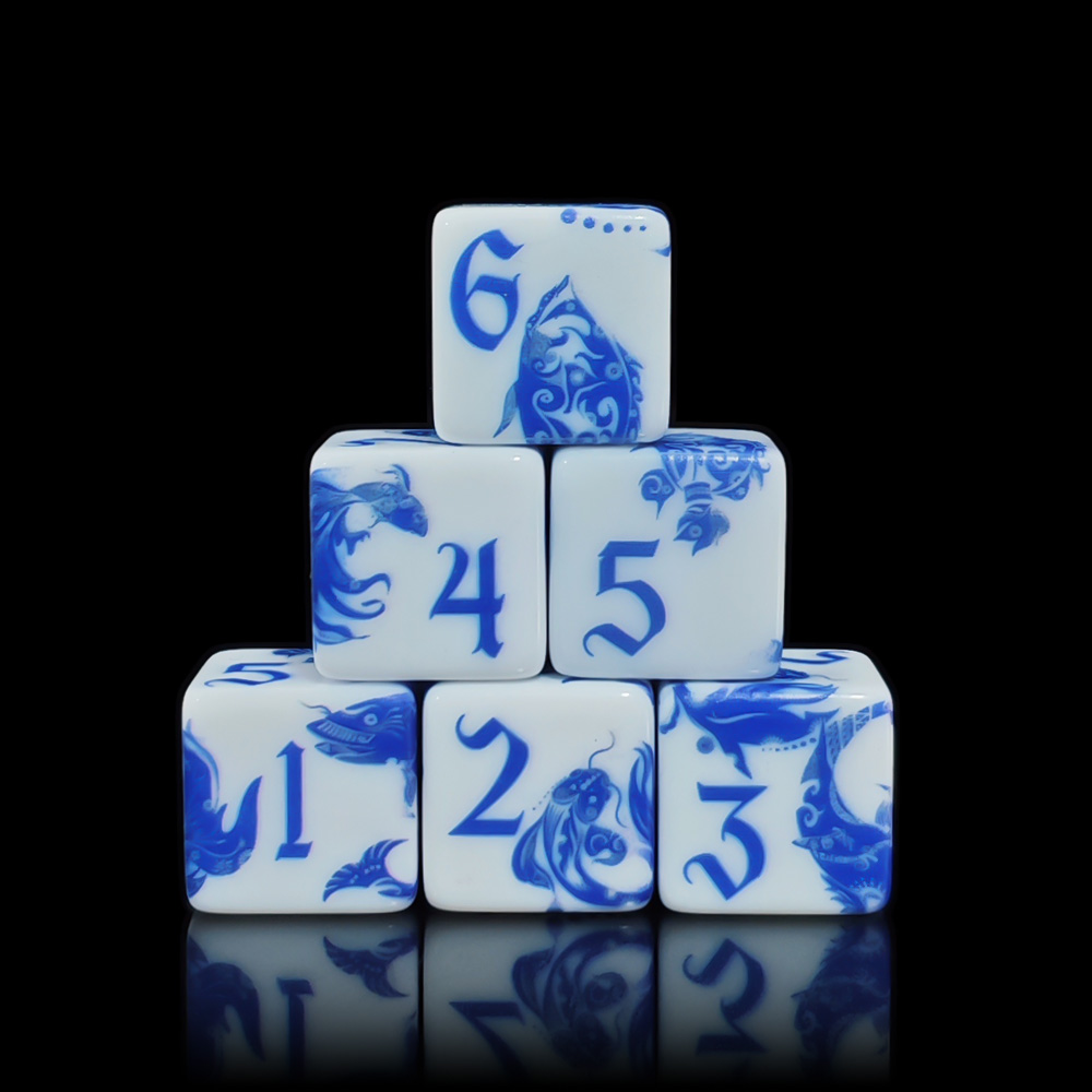 Board Game Dnd - 12Pcs Blue And White Porcelain Koi