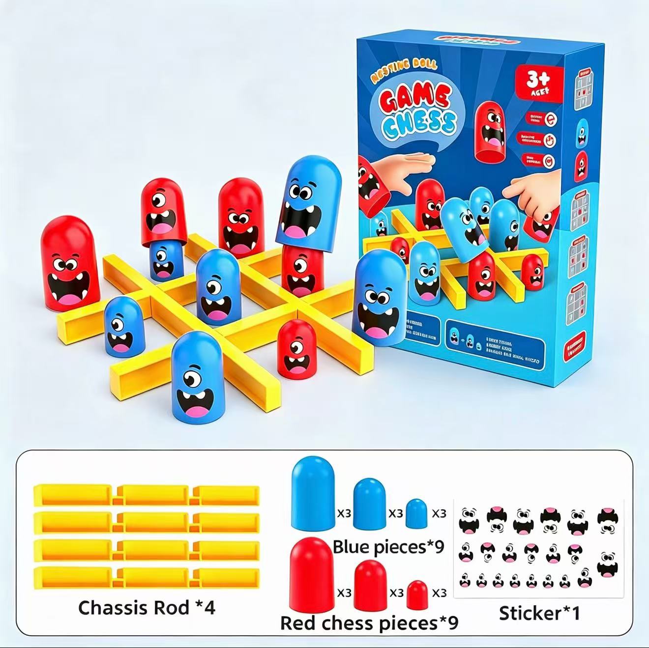 Board Game Ideas - Tic-Tac-Toe Eat-and-Be-Sized Stacking Cups Dual Battle