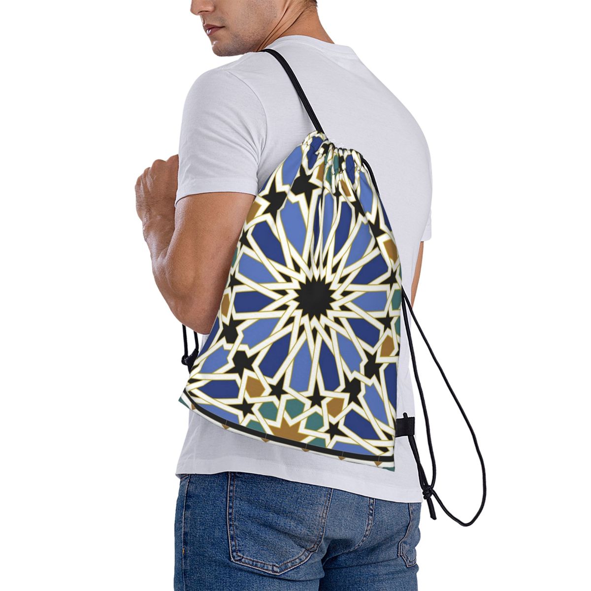 Arabic Tile I Backpacks Multi- - Tile Bag Drawstring review and price