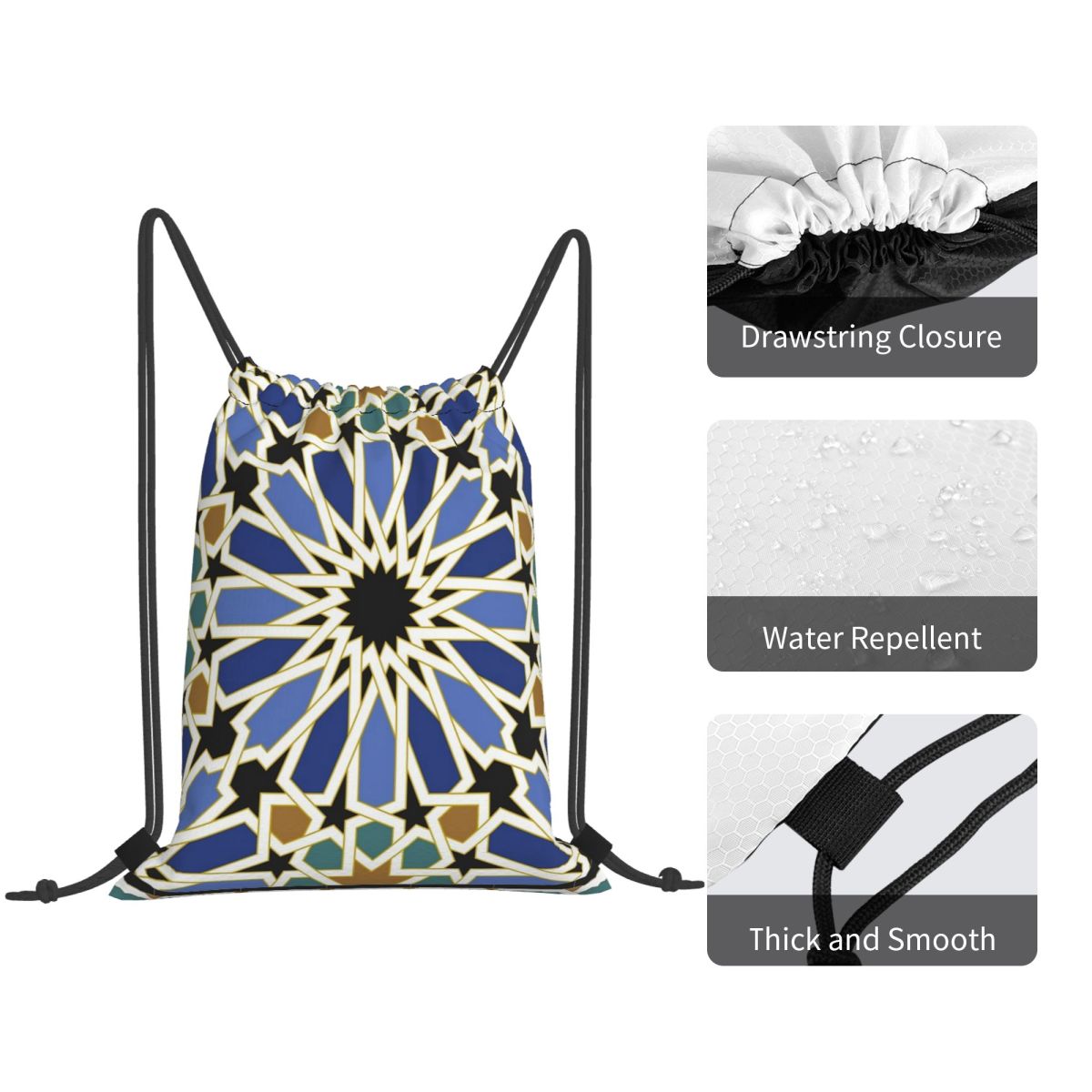 Arabic Tile I Backpacks Multi- - Tile Bag Drawstring review and price