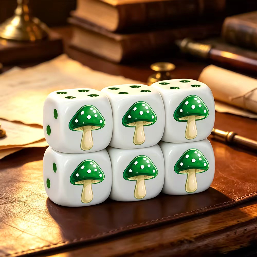 6Pcs Cute Green Mushroom D6 Di - Board Game Dnd review and price