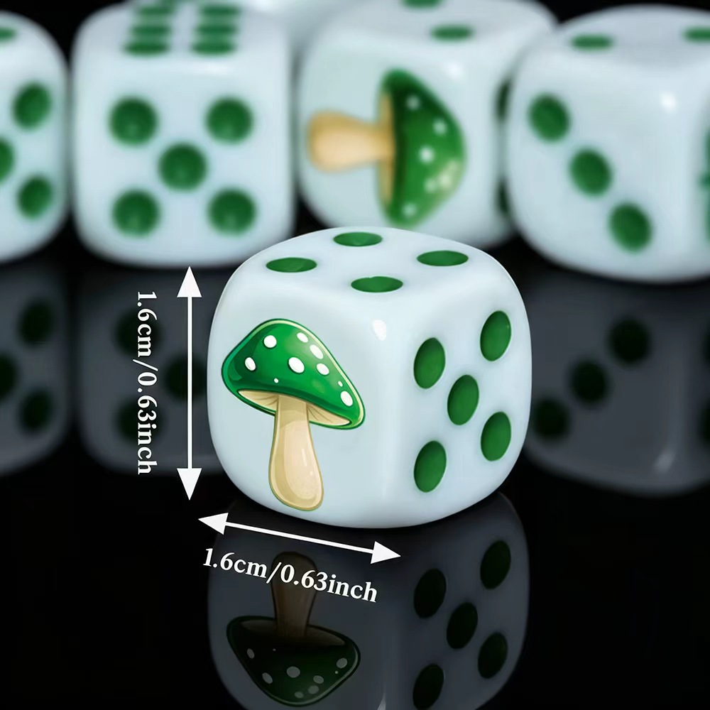 6Pcs Cute Green Mushroom D6 Di - Board Game Dnd review and price