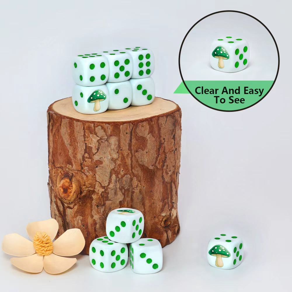 6Pcs Cute Green Mushroom D6 Di - Board Game Dnd review and price