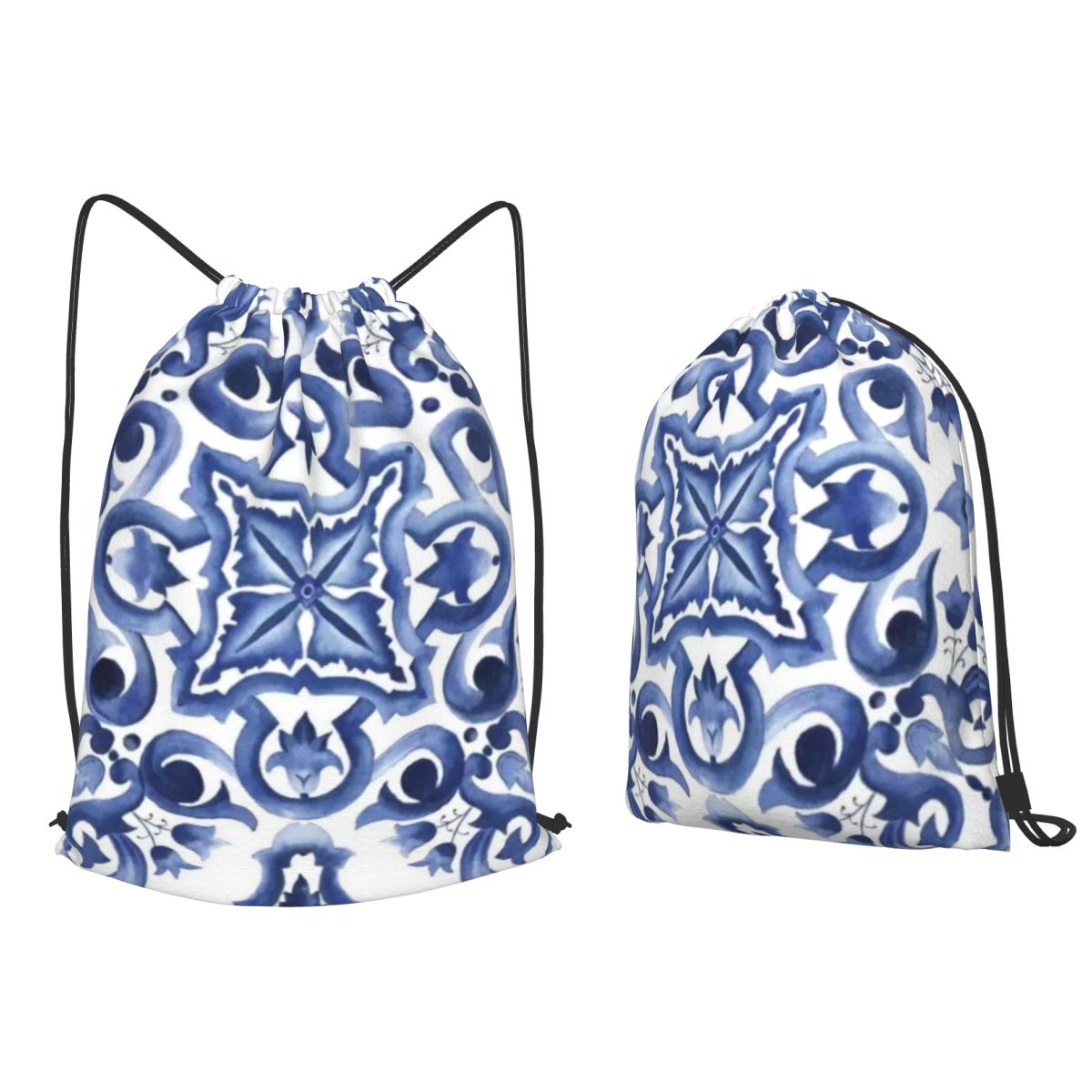 Blue Ornate Floral Mediterrane - Tile Bag Drawstring review and price