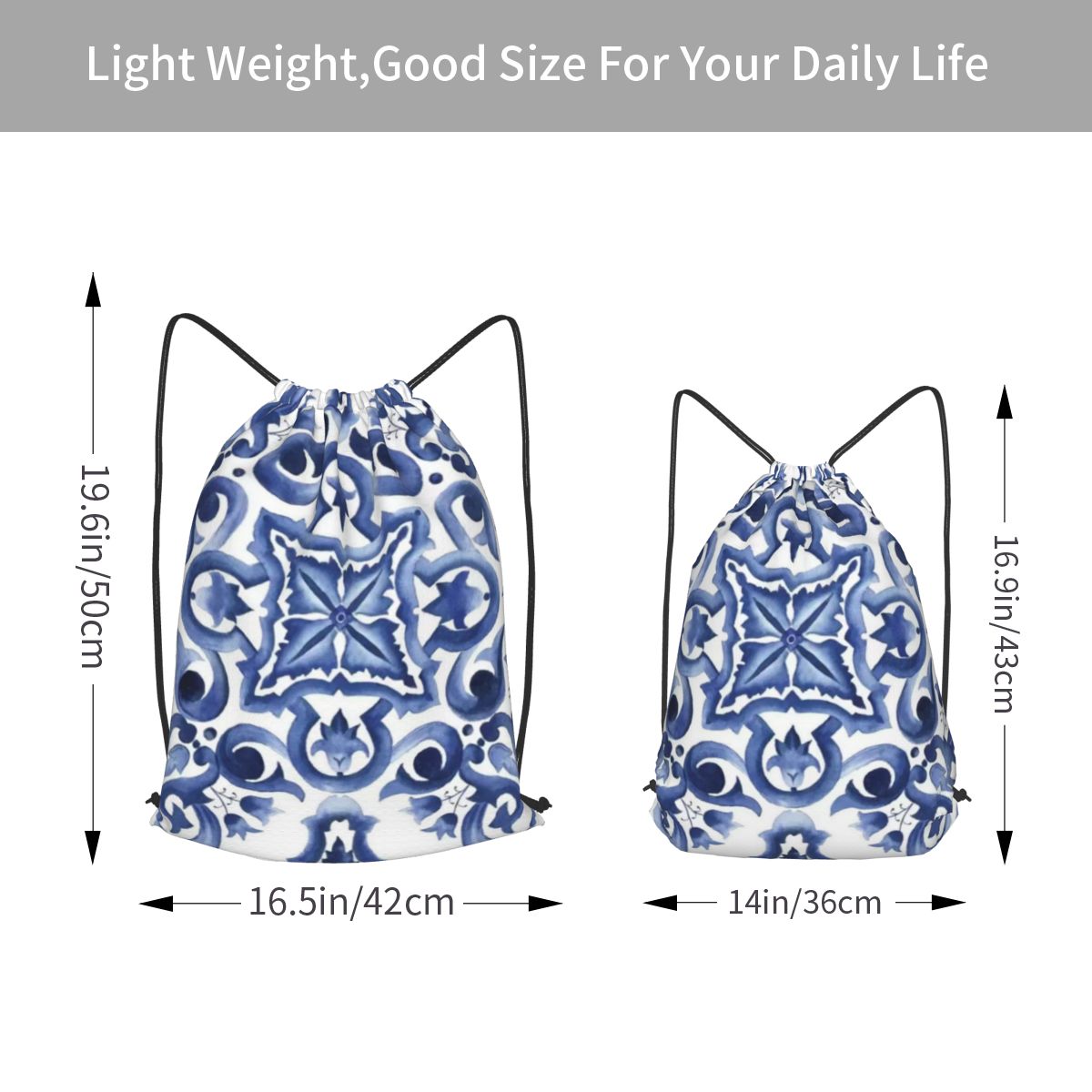 Blue Ornate Floral Mediterrane - Tile Bag Drawstring review and price