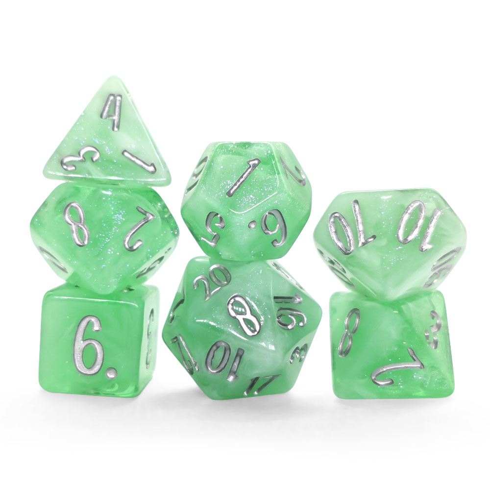 7Pcs Mint Green Swirl Glitter  - Board Game Dnd review and price