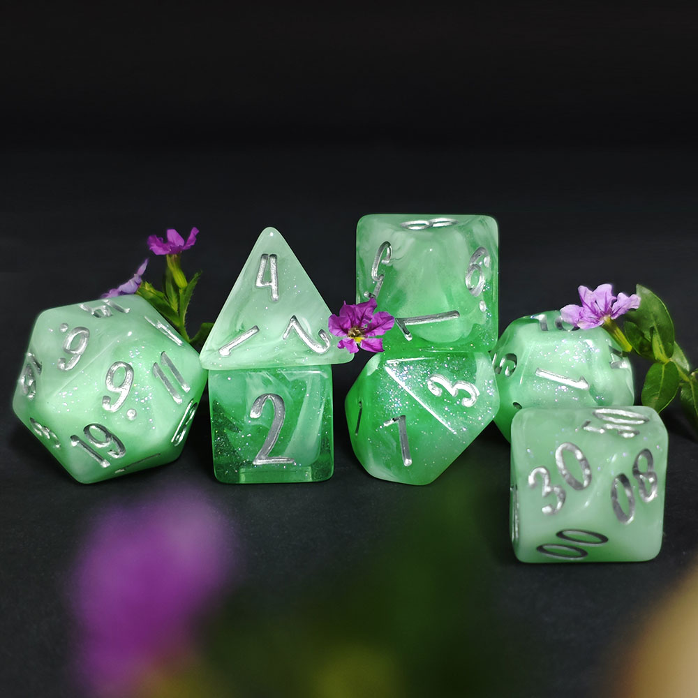 7Pcs Mint Green Swirl Glitter  - Board Game Dnd review and price