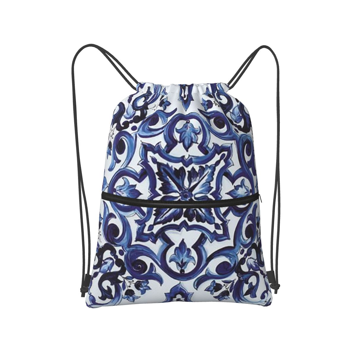 Blue Ornate Floral Mediterrane - Tile Bag Drawstring review and price