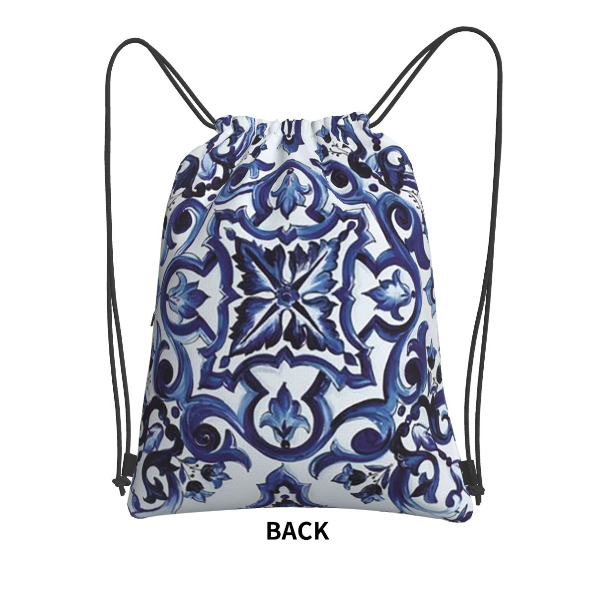 Blue Ornate Floral Mediterrane - Tile Bag Drawstring review and price