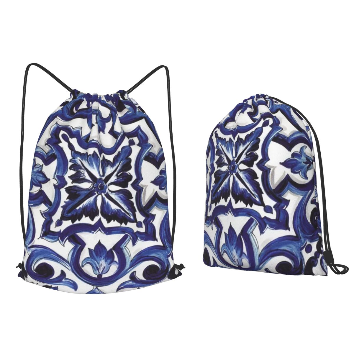 Blue Ornate Floral Mediterrane - Tile Bag Drawstring review and price