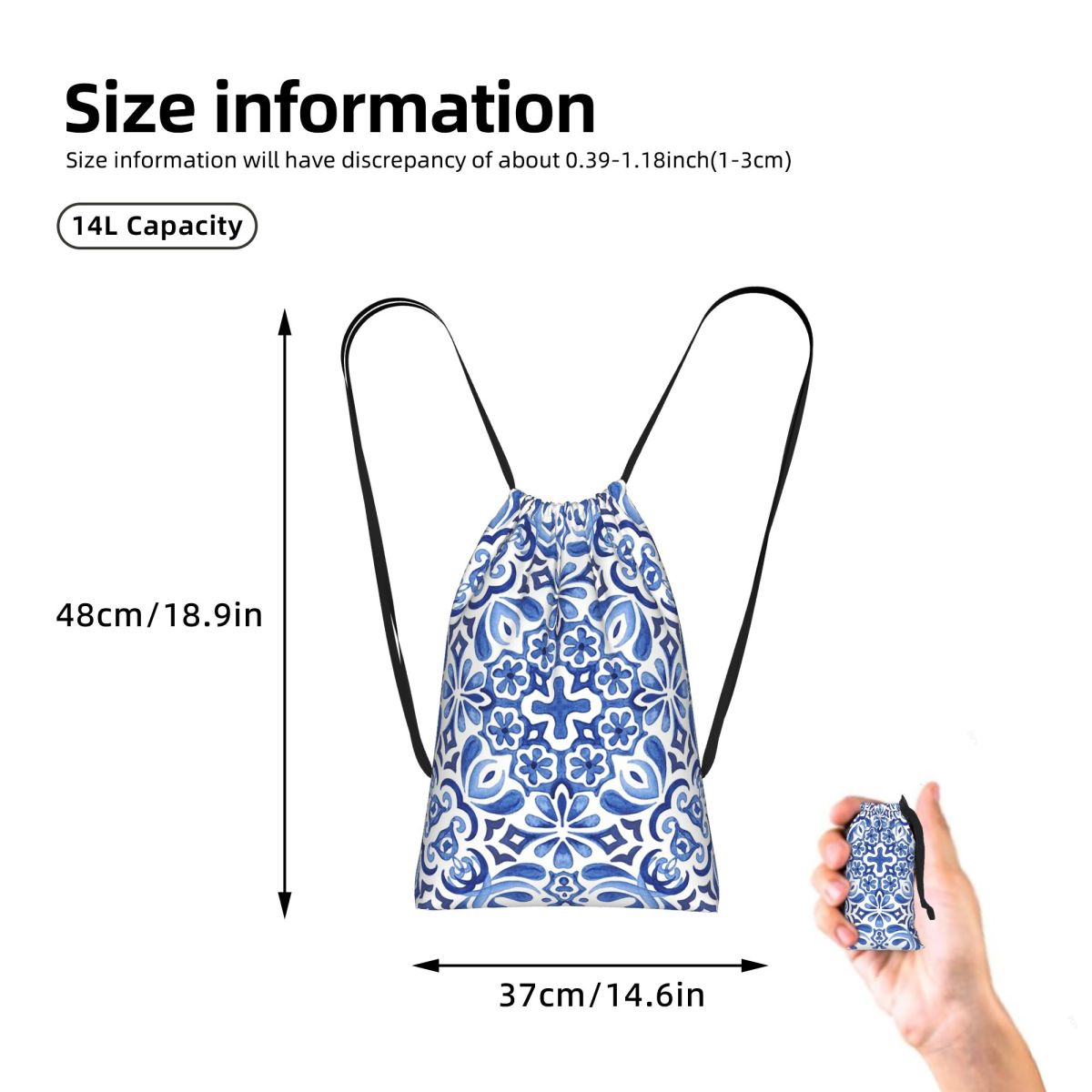 Mediterranean Mosaic Tiles Azu - Tile Bag Drawstring review and price