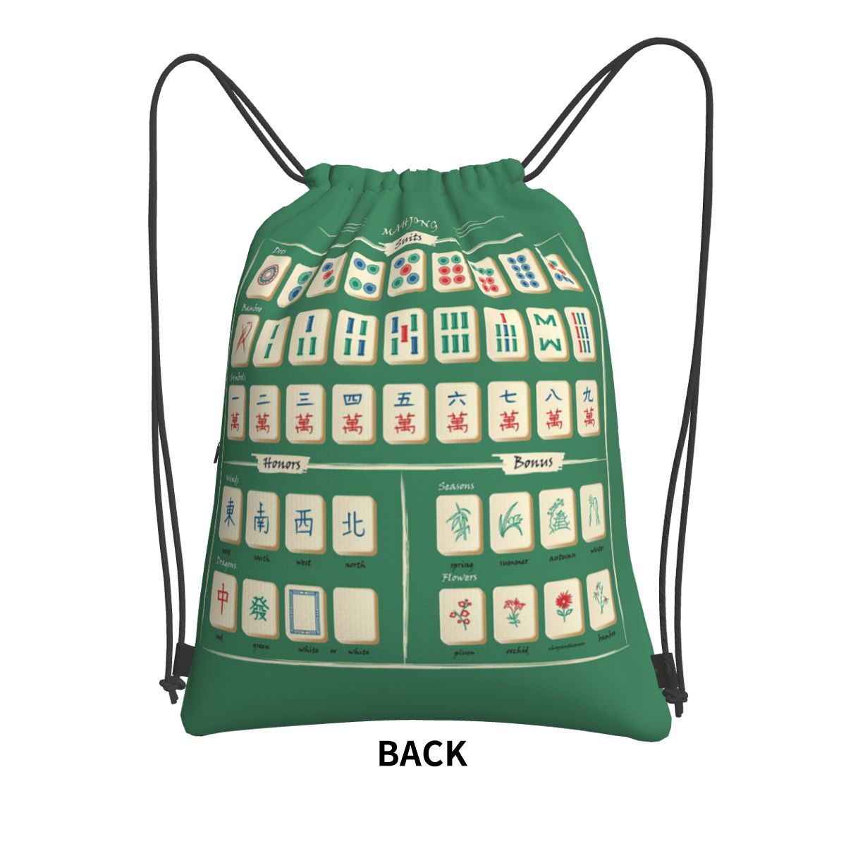 Mahjong Tile Pattern Backpacks - Tile Bag Drawstring review and price