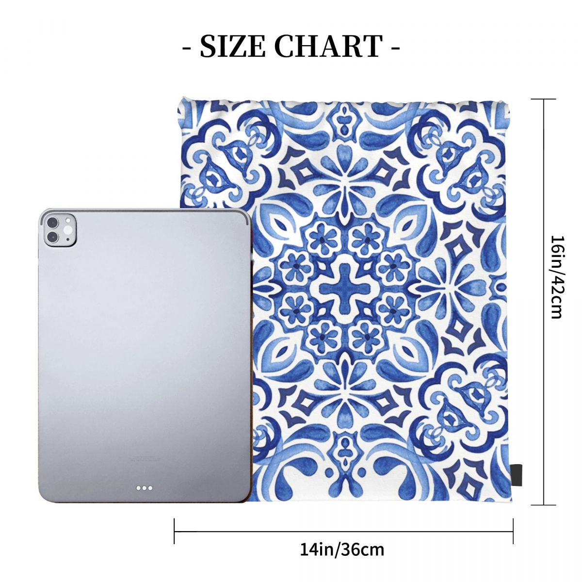 Mediterranean Mosaic Tiles Azu - Tile Bag Drawstring review and price
