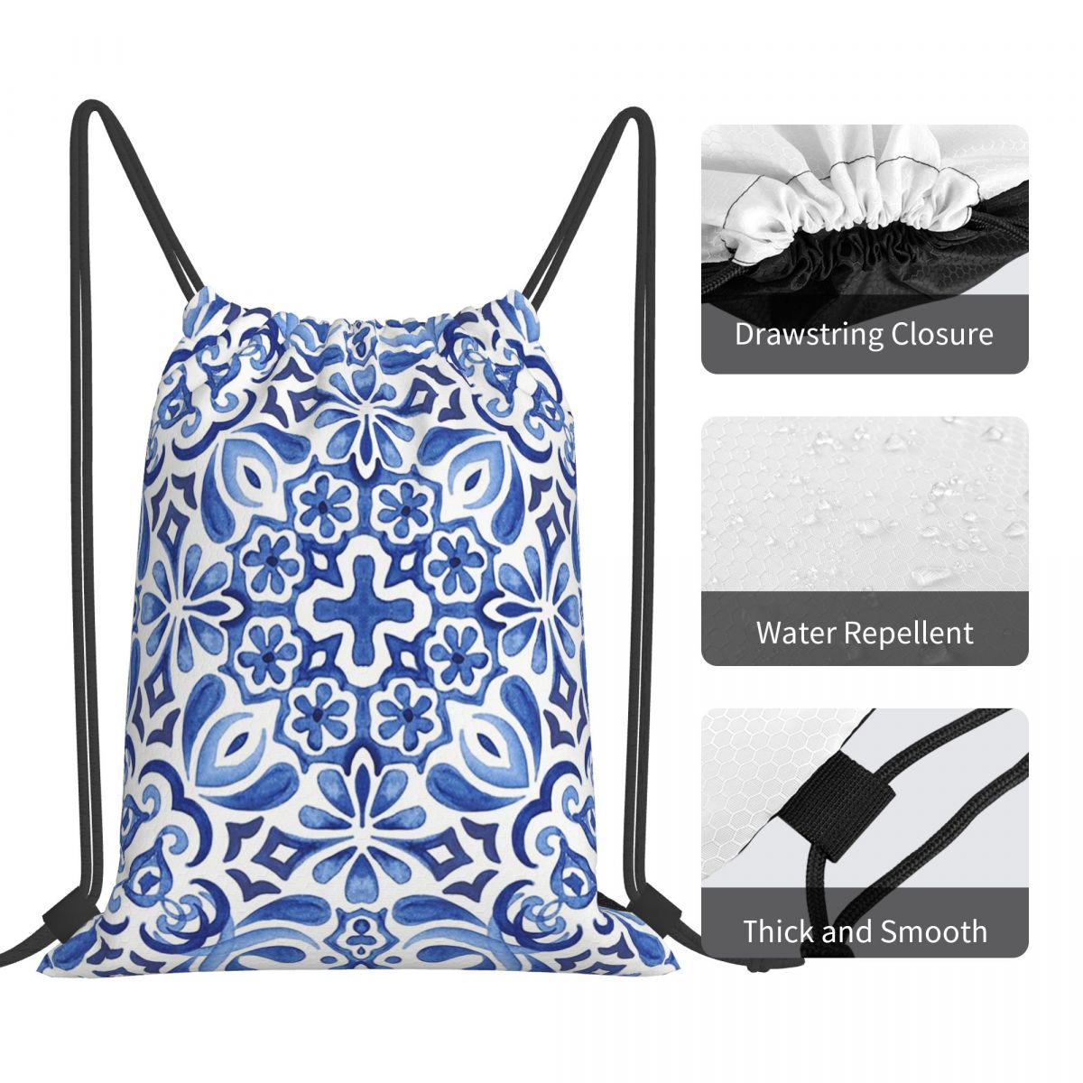 Mediterranean Mosaic Tiles Azu - Tile Bag Drawstring review and price