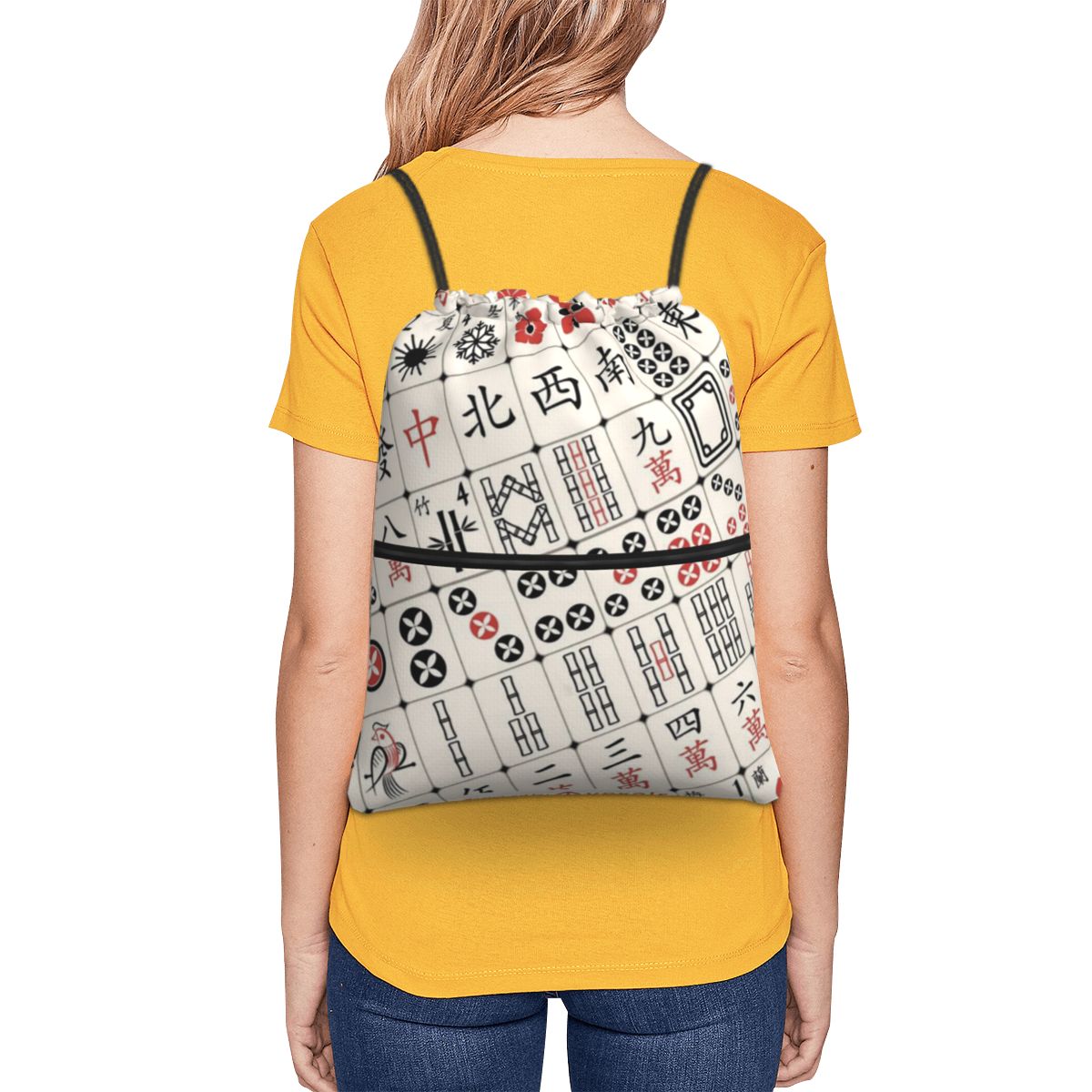 Mahjong Tile Pattern Backpacks - Tile Bag Drawstring review and price